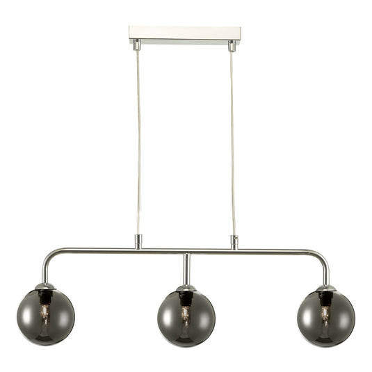 Dar Lighting FEY6250-01 Feya 3 Light Bar Pendant Polished Chrome Smoked Glass - 35063