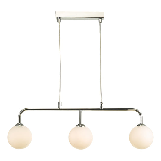 Dar Lighting FEY6250-02 Feya 3 Light Bar Pendant Polished Chrome Opal Glass - 35064