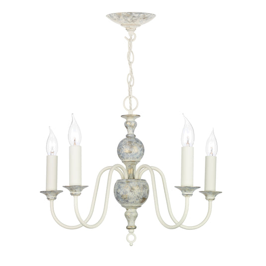 David Hunt Lighting FLE0512 Flemish 5 Light Pendant Distressed Powder Grey/Gold