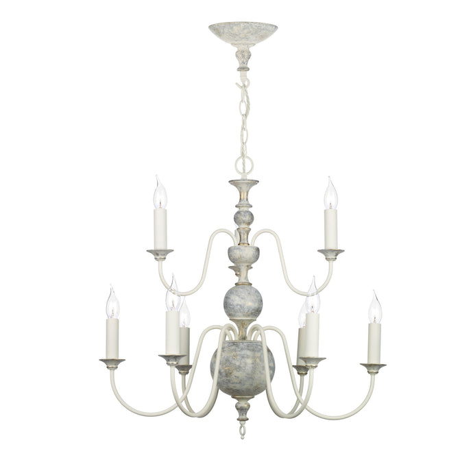 David Hunt Lighting FLE1312 Flemish 9 Light Pendant Distressed Powder Grey/Gold