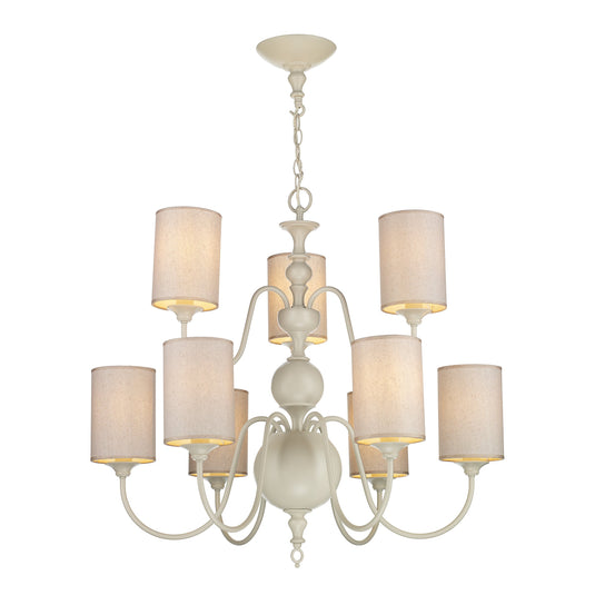 David Hunt Lighting FLE1333 Flemish 9 Light Pendant in cream comes with shades