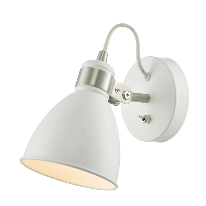 Dar Lighting FRE0702 Frederick Wall Light White & Satin Chrome - 35065