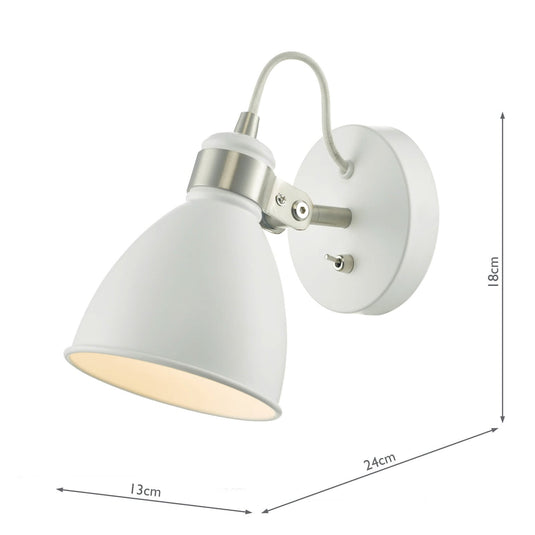Dar Lighting FRE0702 Frederick Wall Light White & Satin Chrome - 35065