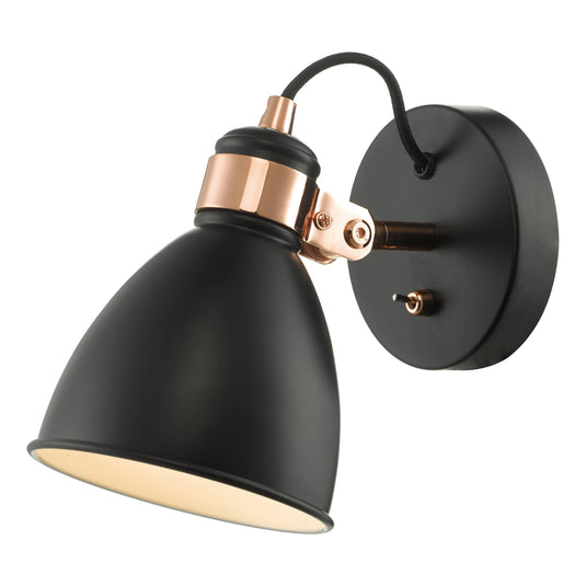Dar Lighting FRE0722 Frederick Wall Light Black & Copper - 35066