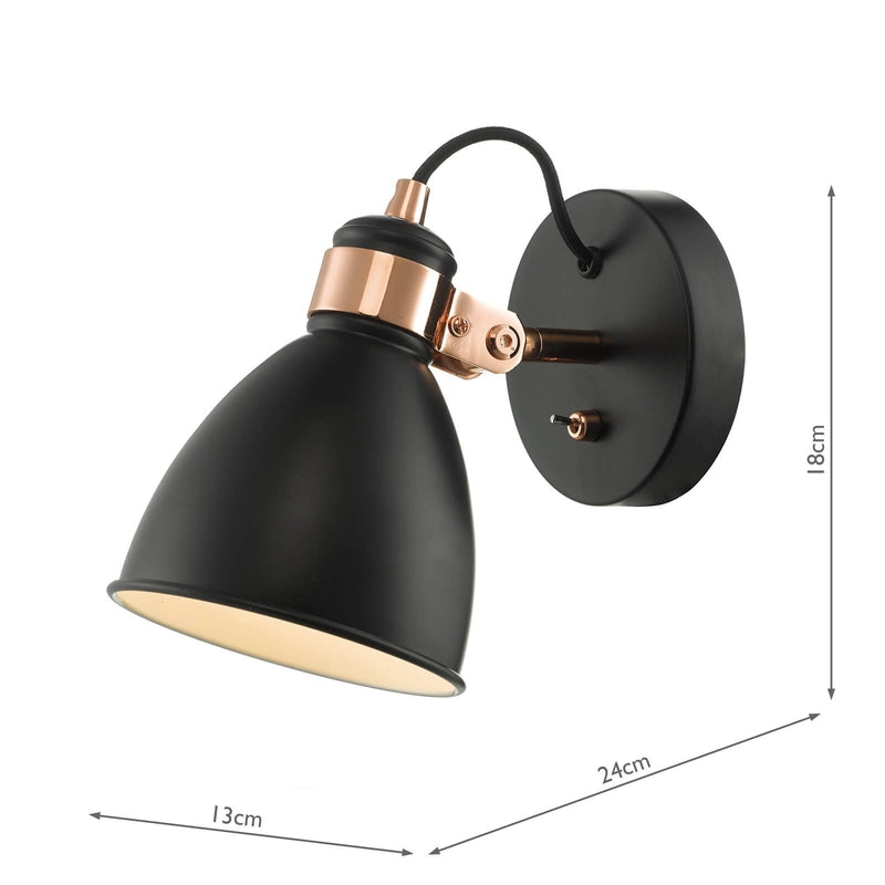 Load image into Gallery viewer, Dar Lighting FRE0722 Frederick Wall Light Black &amp; Copper - 35066
