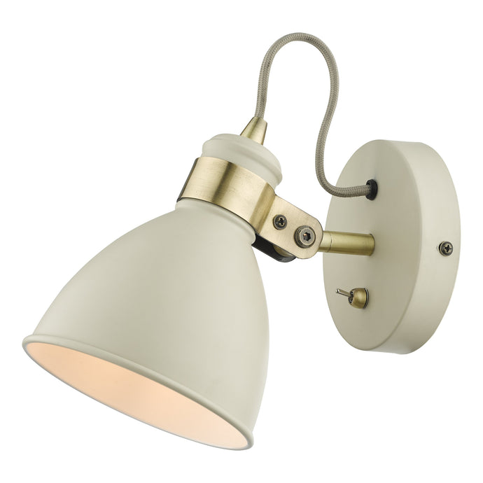 Dar Lighting FRE0733 Frederick Single Wall Light Cream Antique Brass - 35067