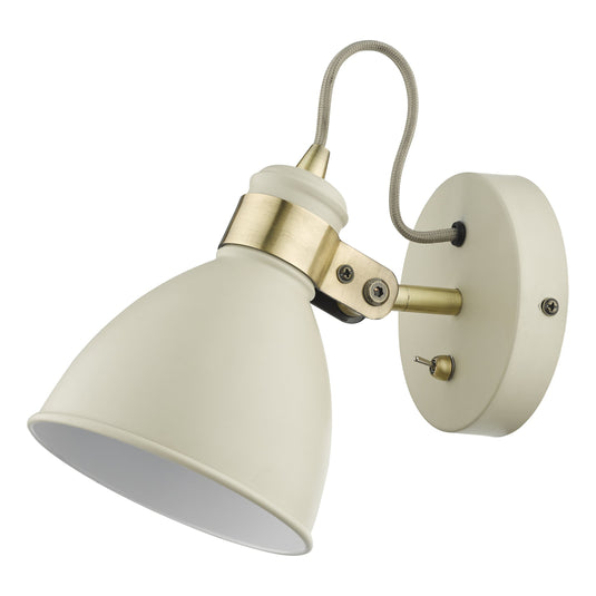 Dar Lighting FRE0733 Frederick Single Wall Light Cream Antique Brass - 35067