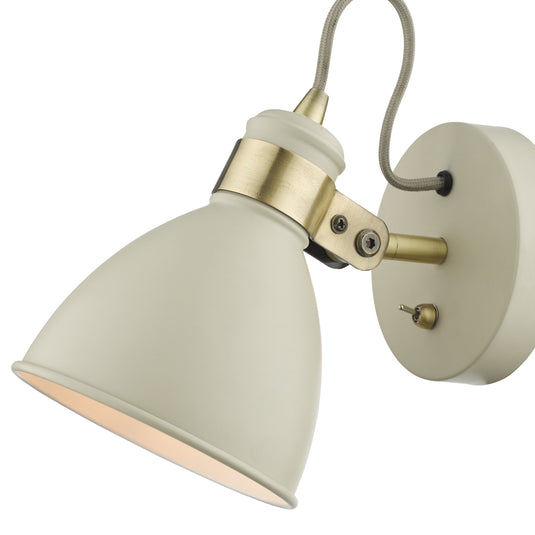 Dar Lighting FRE0733 Frederick Single Wall Light Cream Antique Brass - 35067