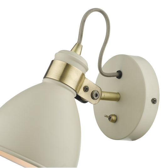 Dar Lighting FRE0733 Frederick Single Wall Light Cream Antique Brass - 35067