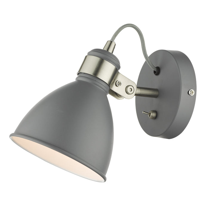 Dar Lighting FRE0737 Frederick Single Wall Light Dark Grey Satin Chrome - 35068