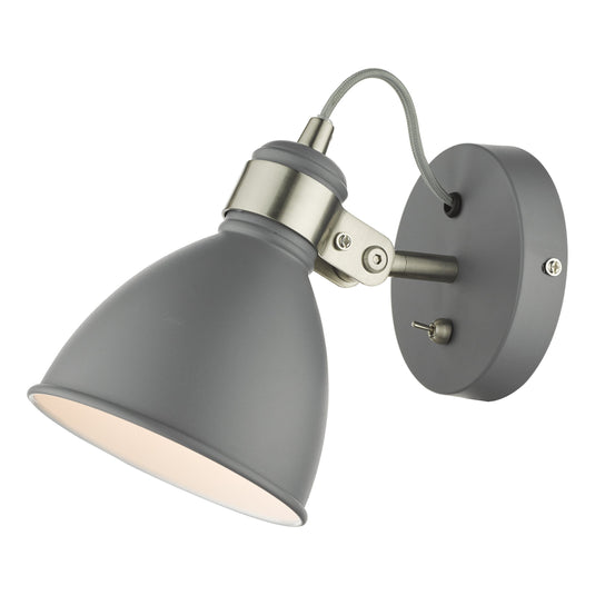 Dar Lighting FRE0737 Frederick Single Wall Light Dark Grey Satin Chrome - 35068