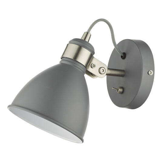 Dar Lighting FRE0737 Frederick Single Wall Light Dark Grey Satin Chrome - 35068