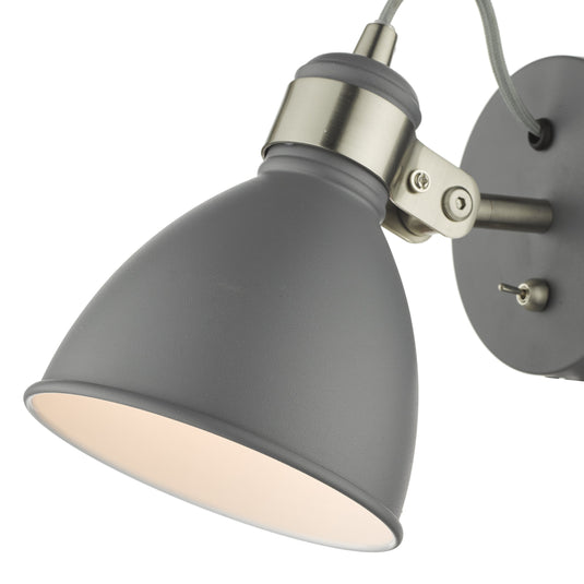 Dar Lighting FRE0737 Frederick Single Wall Light Dark Grey Satin Chrome - 35068