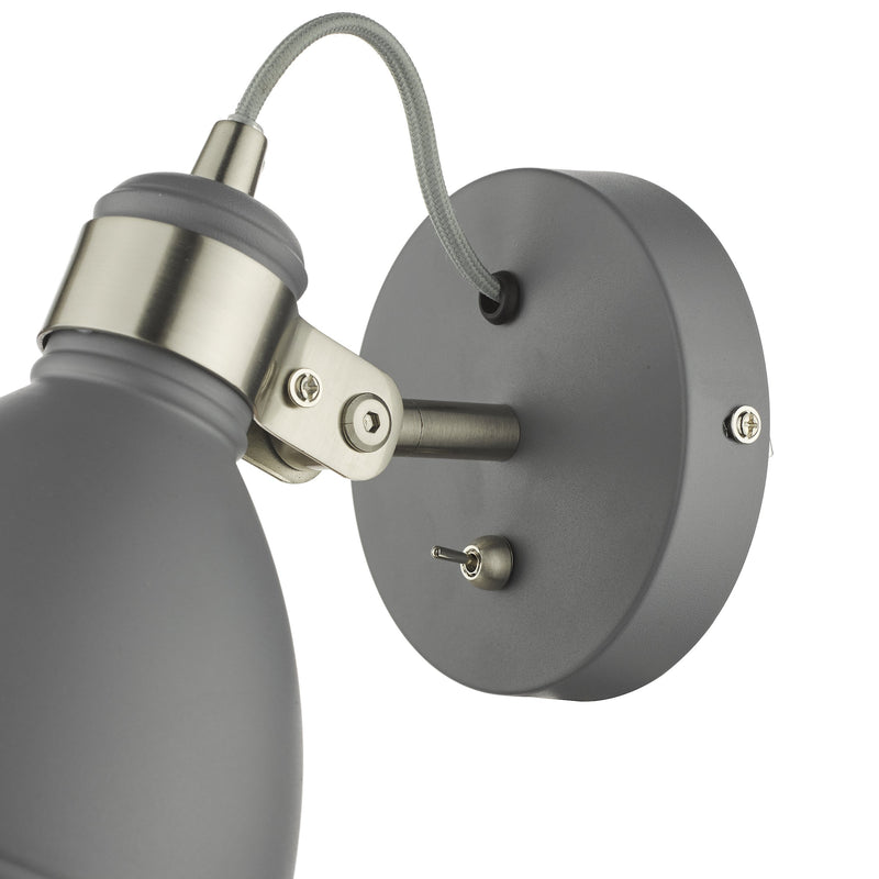 Load image into Gallery viewer, Dar Lighting FRE0737 Frederick Single Wall Light Dark Grey Satin Chrome - 35068
