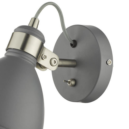 Dar Lighting FRE0737 Frederick Single Wall Light Dark Grey Satin Chrome - 35068