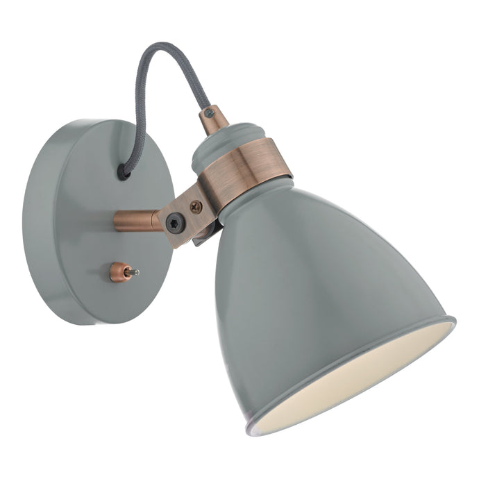 Dar Lighting FRE0739 Frederick Wall Light Grey & Copper - 35069
