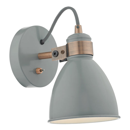 Dar Lighting FRE0739 Frederick Wall Light Grey & Copper - 35069
