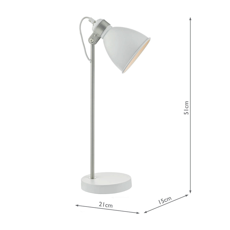 Load image into Gallery viewer, Dar Lighting FRE4202 Frederick Task Lamp White &amp; Satin Chrome - 22678
