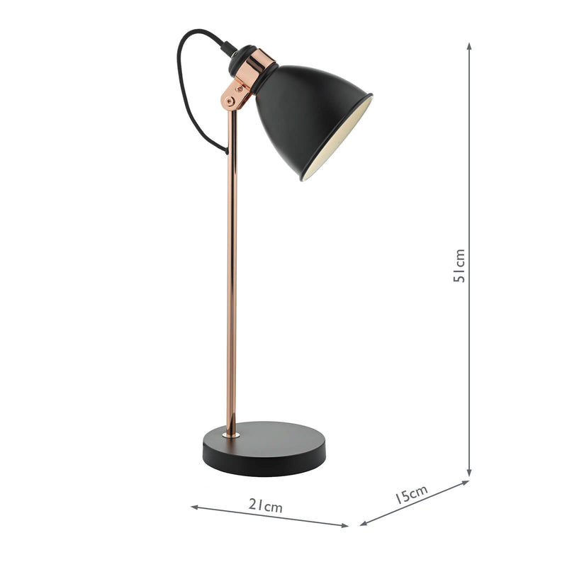 Load image into Gallery viewer, Dar Lighting FRE4222 Frederick Task Lamp Black &amp; Copper - 22679
