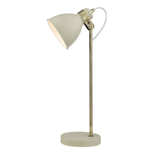 Dar Lighting FRE4233 Frederick Task Table Lamp Cream Antique Brass - 35070