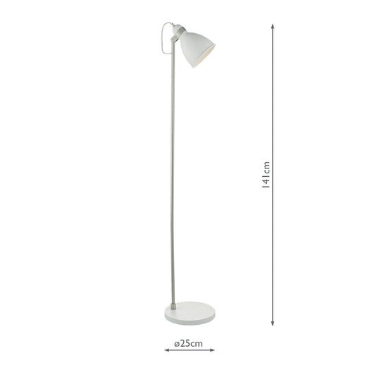 Dar Lighting FRE4902 Frederick Floor Lamp White & Satin Chrome - 22680