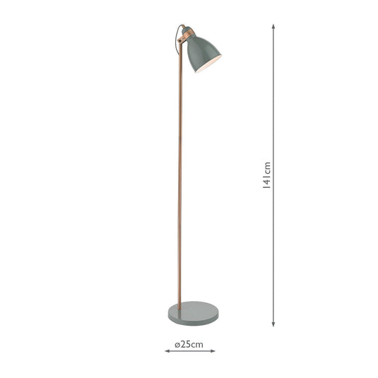 Dar Lighting FRE4939 Frederick Floor Lamp Grey & Copper - 23482