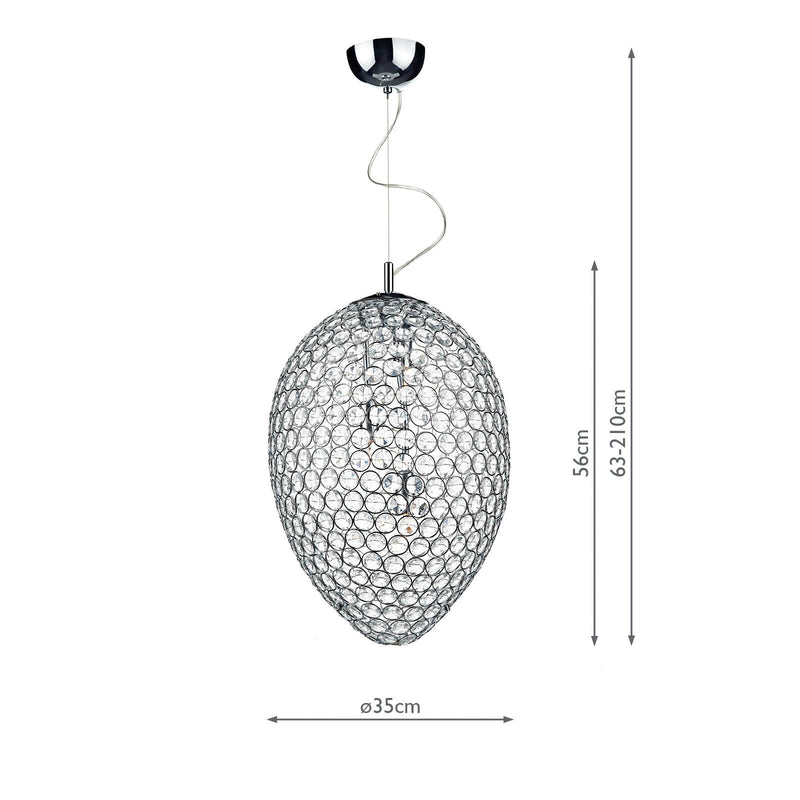 Load image into Gallery viewer, Dar Lighting FRO0350 Frost 3 Light Pendant Polished Chrome - 18918
