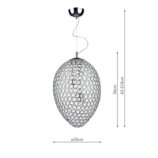 Dar Lighting FRO0350 Frost 3 Light Pendant Polished Chrome - 18918