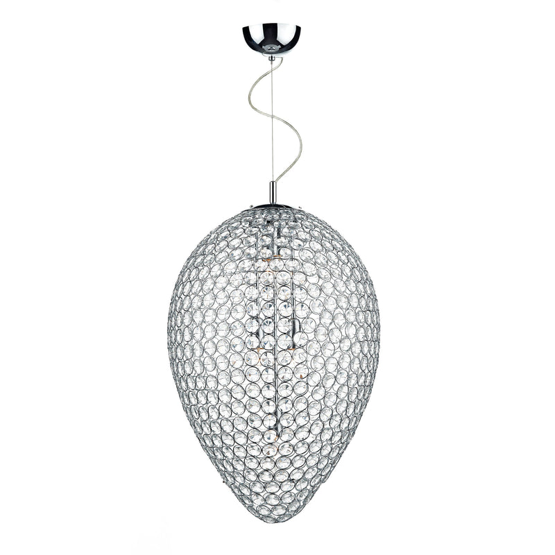 Load image into Gallery viewer, Dar Lighting FRO0550 Frost 5 Light Pendant Polished Chrome and Clear Faceted Crystal - 35074
