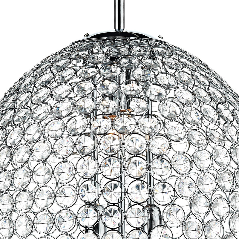 Load image into Gallery viewer, Dar Lighting FRO0550 Frost 5 Light Pendant Polished Chrome and Clear Faceted Crystal - 35074
