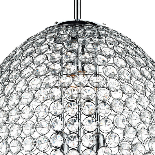 Dar Lighting FRO0550 Frost 5 Light Pendant Polished Chrome and Clear Faceted Crystal - 35074