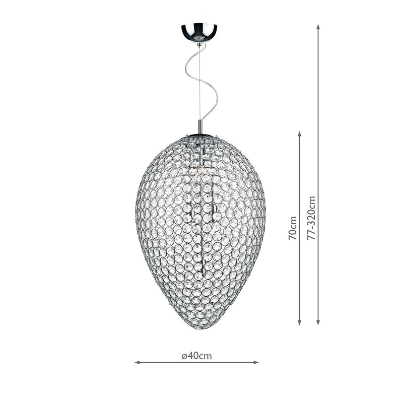 Load image into Gallery viewer, Dar Lighting FRO0550 Frost 5 Light Pendant Polished Chrome and Clear Faceted Crystal - 35074
