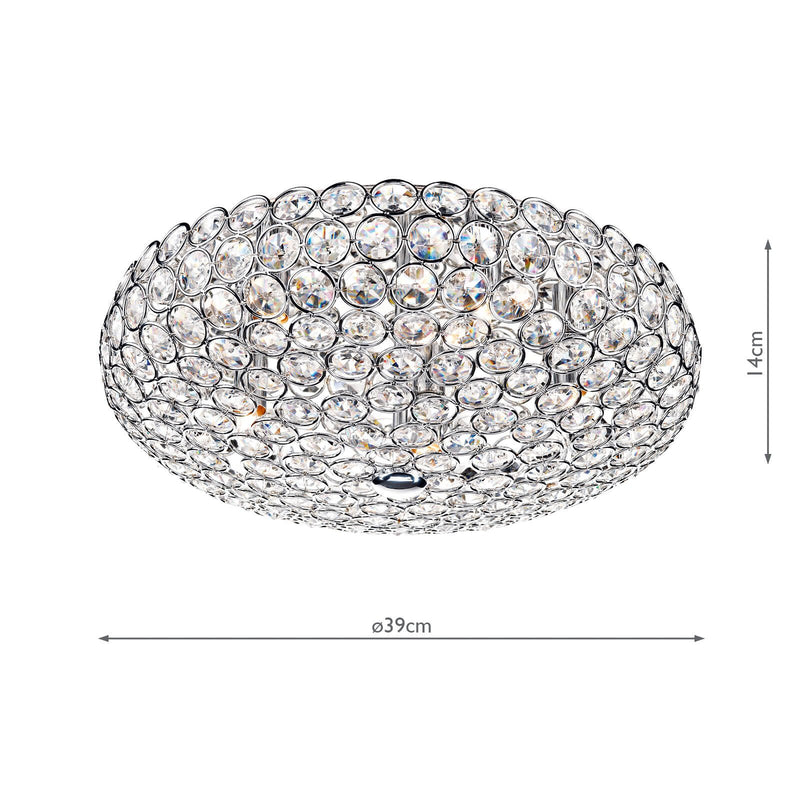 Load image into Gallery viewer, Dar Lighting FRO5450 Frost 5 Light Flush Crystal Polished Chrome - 17940
