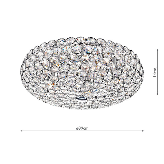 Dar Lighting FRO5450 Frost 5 Light Flush Crystal Polished Chrome - 17940