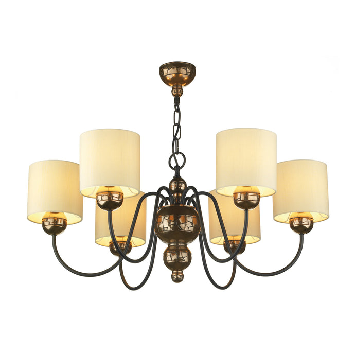 David Hunt Lighting GAR0615 Garbo 6 Light Pendant Bronze complete with Cream Shades