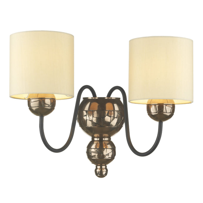 David Hunt Lighting GAR0915 Garbo Double Wall Bracket Bronze complete with Cream Shades