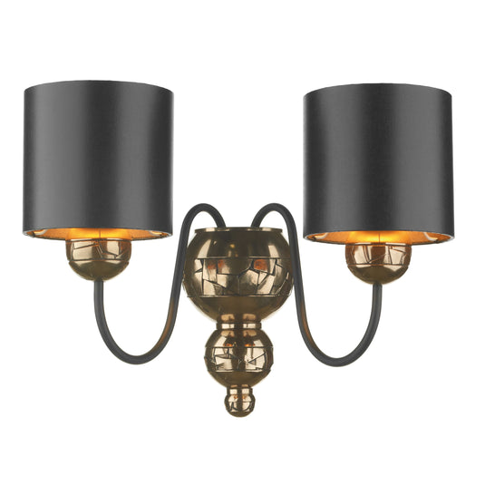 David Hunt Lighting GAR0973 Garbo Double Wall Bracket Bronze complete with Black Bronze Shades