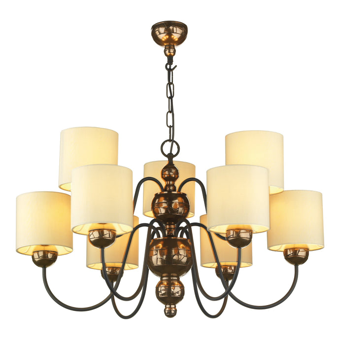 David Hunt Lighting GAR1315 Garbo 9 Light Pendant Bronze complete with Cream Shades