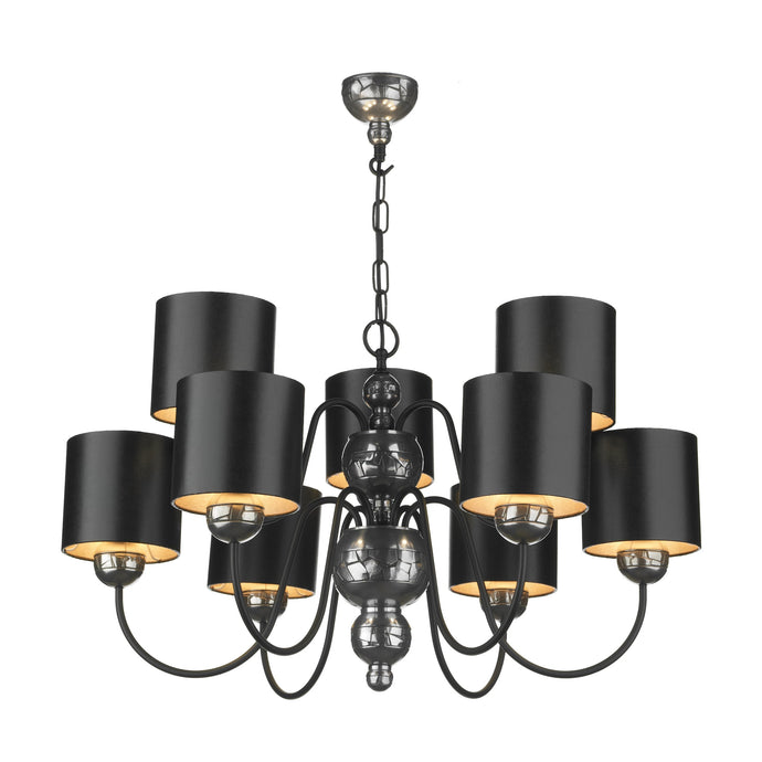 David Hunt Lighting GAR1321 Garbo 9 Light Pendant Pewter complete with Black Silver Shades