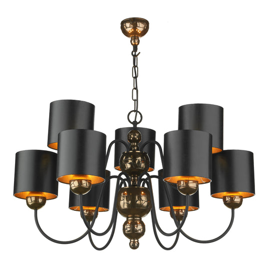 David Hunt Lighting GAR1373 Garbo 9 Light Pendant Bronze complete with Black Bronze Shades