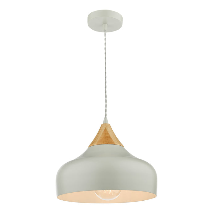 Dar Lighting GAU0139 Gaucho 1 Light Single Pendant Grey And Wood - 35080