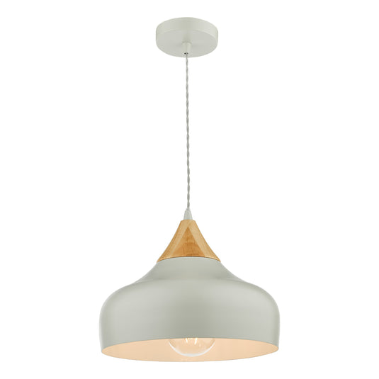 Dar Lighting GAU0139 Gaucho 1 Light Single Pendant Grey And Wood - 35080