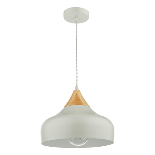 Dar Lighting GAU0139 Gaucho 1 Light Single Pendant Grey And Wood - 35080