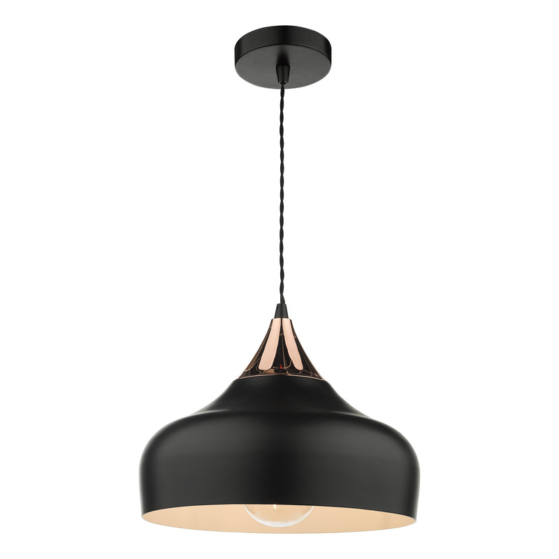 Load image into Gallery viewer, Dar Lighting GAU0164 Gaucho 1 Light Single Pendant Black And Copper - 35081
