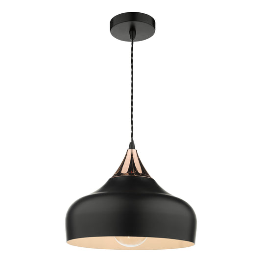 Dar Lighting GAU0164 Gaucho 1 Light Single Pendant Black And Copper - 35081