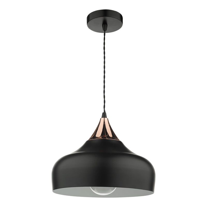Load image into Gallery viewer, Dar Lighting GAU0164 Gaucho 1 Light Single Pendant Black And Copper - 35081
