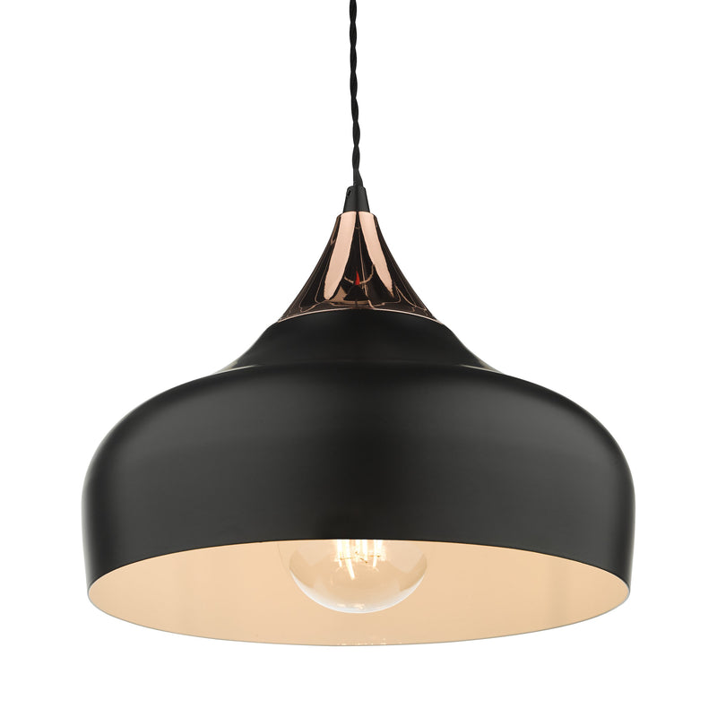 Load image into Gallery viewer, Dar Lighting GAU0164 Gaucho 1 Light Single Pendant Black And Copper - 35081
