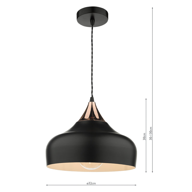 Load image into Gallery viewer, Dar Lighting GAU0164 Gaucho 1 Light Single Pendant Black And Copper - 35081
