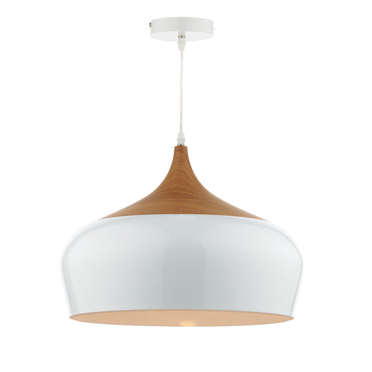 Dar Lighting GAU8602 Gaucho 1 Light Pendant White Large - 24209