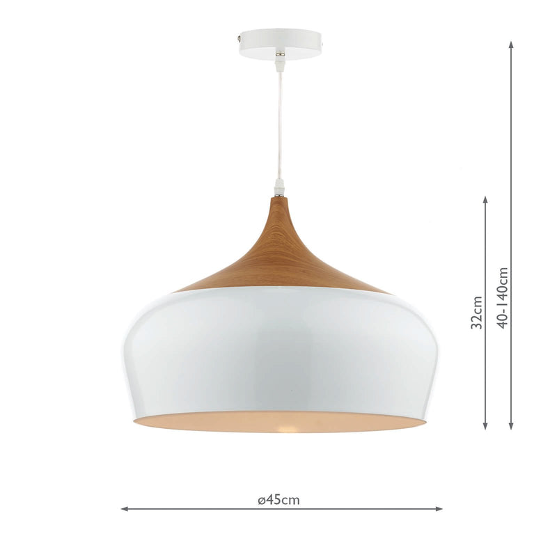 Load image into Gallery viewer, Dar Lighting GAU8602 Gaucho 1 Light Pendant White Large - 24209
